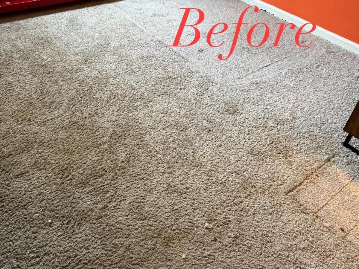 Kids playroom carpet before cleaning